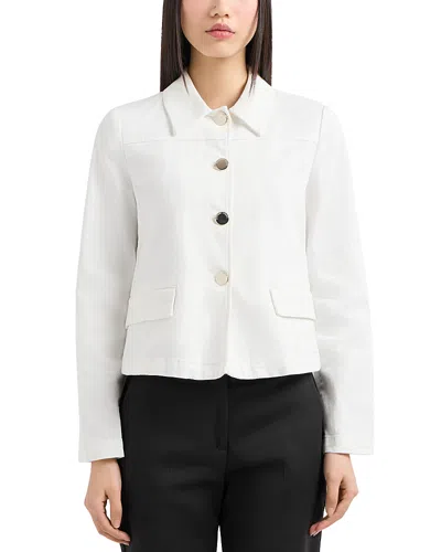 Emporio Armani Stretch Cotton Twill Jacket In Off White