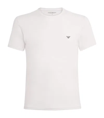Emporio Armani Stretch-cotton Eagle Logo Crew-neck T-shirt In White