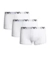 Emporio Armani Stretch-cotton Eagle Monogram Trunks In Bianco/bianco/bianco
