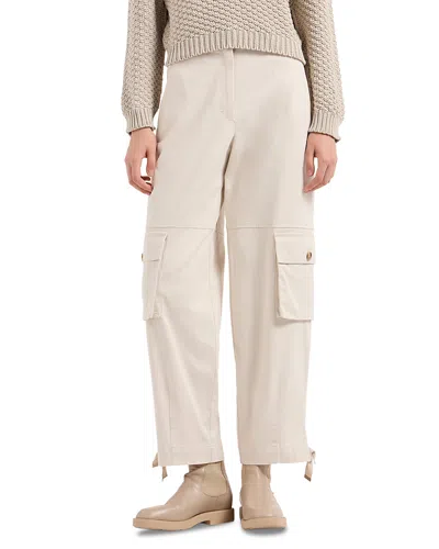 Emporio Armani Stretch Cotton Gabardine Trousers With Carpenter Pockets In Beige