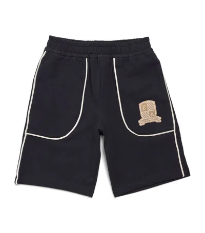 Emporio Armani Kids' Stretch-cotton Logo Bermuda Shorts (4-16 Years) In Blue
