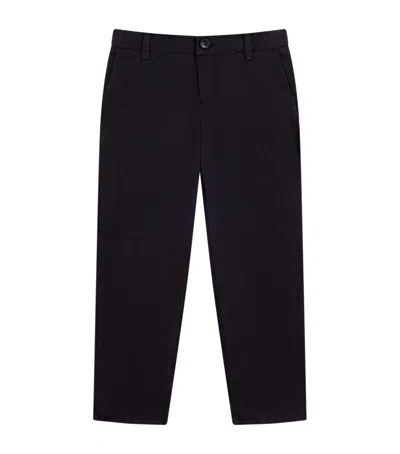 Emporio Armani Kids' Stretch-cotton Logo-plaque Trousers In Black