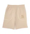 Emporio Armani Kids' Loose-fit Jersey Bermuda Shorts With Logo Crest Patch In Beige