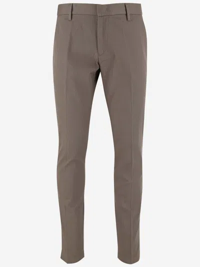 Emporio Armani Stretch Cotton Pants In Brown