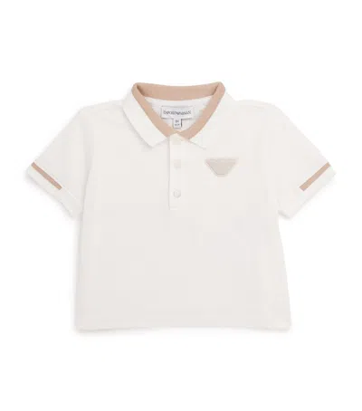 Emporio Armani Kids' Stretch-cotton Polo Shirt In Neutral