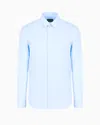 Emporio Armani Official Store Stretch Cotton Poplin Shirt In Light Blue