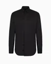 Emporio Armani Official Store Chemise En Popeline De Coton Stretch In Noir