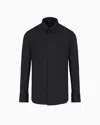 Emporio Armani Stretch Cotton Poplin Shirt In Schwarz