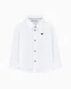 Emporio Armani Stretch Cotton Shirt With Eagle Embroidery In White