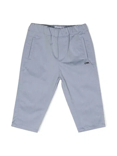 Emporio Armani Babies' Stretch-cotton Tailored Trousers In Blue
