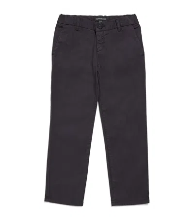 Emporio Armani Kids' Stretch-cotton Trousers In Navy