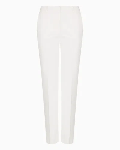 Emporio Armani Stretch Cotton Trousers In Warm White
