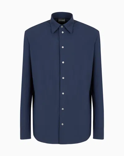 Emporio Armani Official Store Classic Shirts In Dark Blue