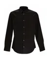 Emporio Armani Cotton Poplin Shirt With Buttoned Cuffs And Curved Hem In Black