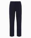 Emporio Armani Stretch Gabardine 7/8 Trousers In Navy Blue