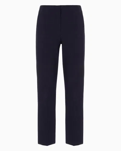 Emporio Armani Stretch Gabardine 7/8 Trousers In Navy Blue