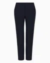 Emporio Armani Stretch Gabardine 7/8 Trousers In Blue