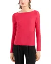 Emporio Armani Stretch Jacquard Jersey Long Sleeve Top In Meteor Red