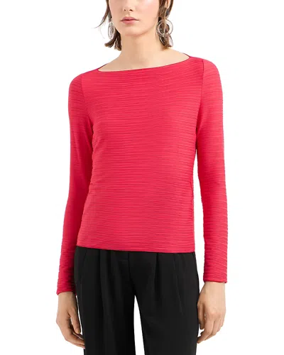 Emporio Armani Stretch Jacquard Jersey Long Sleeve Top In Red
