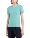 Emporio Armani Stretch Jacquard Jersey Short Sleeve Top In Jade