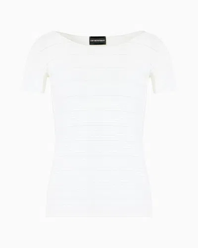 Emporio Armani Stretch Jacquard Motif Nylon-jersey T-shirt In White
