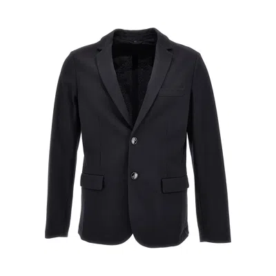 Emporio Armani Stretch Jersey Destructured Blazer In Black