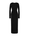 Emporio Armani Pleated Long-sleeve Jersey Column Gown In Solid Black