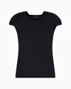 Emporio Armani Stretch-jersey T-shirt With Gathered Sleeves In Navy_blue