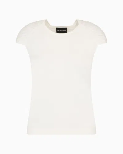 Emporio Armani Stretch-jersey T-shirt With Gathered Sleeves In White