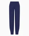 Emporio Armani Stretch Milano-stitch Fabric Trousers With Pleat At The Hem In Blu Mezzanotte