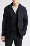Emporio Armani Stretch Nylon Blazer With Removable Hooded Bib In Black