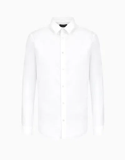 Emporio Armani Stretch Nylon Blend Shirt In White