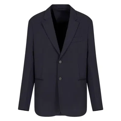 Emporio Armani Stretch-nylon Single-breasted Blazer In Blue