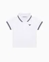 Emporio Armani Stretch Piqué Polo Shirt With Striped Trim In White