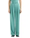 Emporio Armani Stretch Polyester Trousers With Rolled Cuffs In Jade