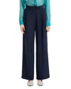 Emporio Armani Stretch Polyester Trousers With Rolled Cuffs In Midnight Blue