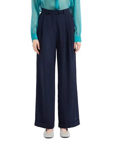 Emporio Armani Stretch Polyester Trousers With Rolled Cuffs In Blue