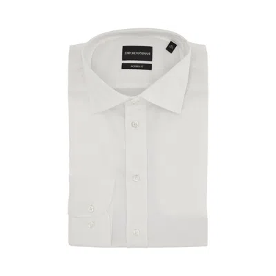 Emporio Armani Stretch Poplin Modern Fit Shirt In White