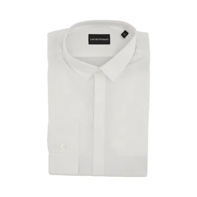 Emporio Armani Stretch Poplin Shirt In White