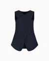 Emporio Armani Stretch Sandblasted Fabric Crossover Top