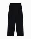 Emporio Armani Stretch Sandblasted Fabric Trousers With Pleats In Black