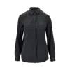 Emporio Armani Stretch Silk Satin Shirt In Black