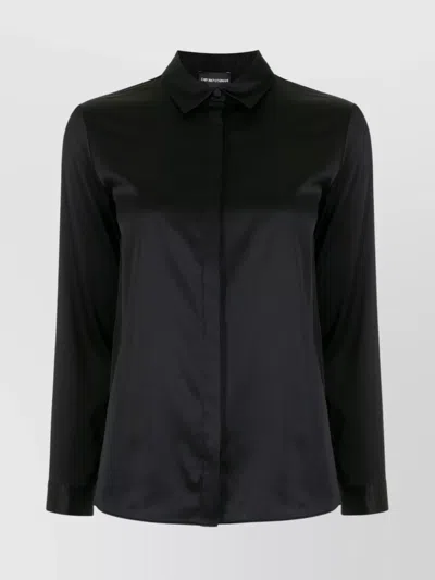 EMPORIO ARMANI STRETCH-SILK SHIRT LUXE SATIN FINISH