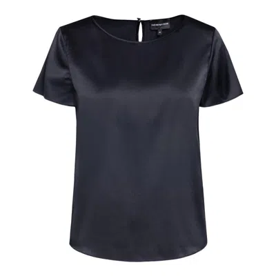 Emporio Armani Stretch Silk T-shirt In Blue