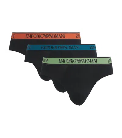 Emporio Armani Stretch-cotton Logo Briefs In Animal Print