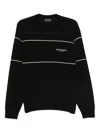 Emporio Armani Virgin-wool Jumper With Jacquard Logo In Black