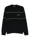 Emporio Armani Virgin-wool Jumper With Jacquard Logo In Black