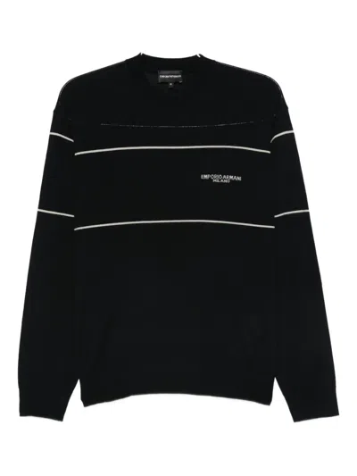 EMPORIO ARMANI STRIPE-DETAIL WOOL SWEATER