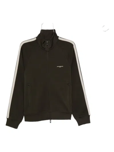 EMPORIO ARMANI STRIPE-DETAIL ZIP-UP SWEATER