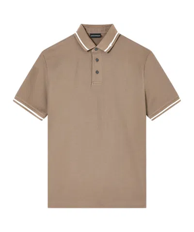 Emporio Armani Stripe Detailed Short-sleeved Polo Shirt In Brown